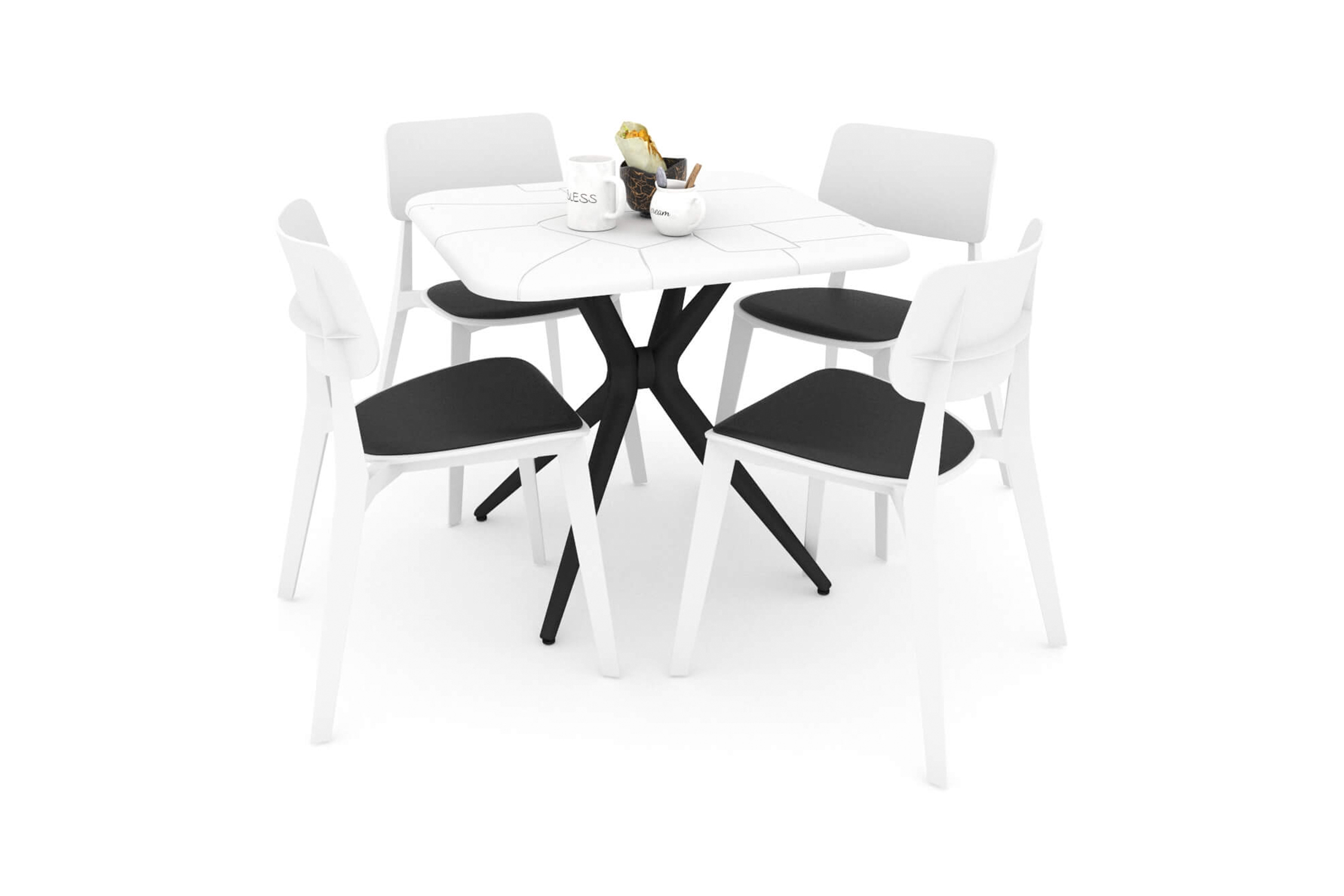 Обеденная группа SHT-DS135 белый / черный