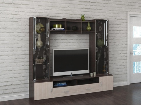 Гостиная Маргарет №15 Центральная Часть Венге/Белфорт (Ш-2000 мм x В-1944 мм x Г-520 мм)