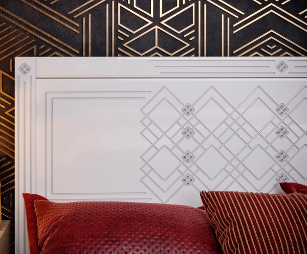 Кровать Амели Дуб Сонома Светлый/Белый Глянец (Д-1792 х В-1030 х Г-2042 мм)