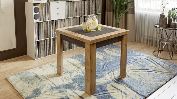 Стол Раздвижной «Хьюстон» тип 3 Дуб Вотан/Моод Темный/Д-800/1500 мм x Ш-800 мм x В-750 мм