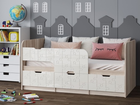 Детская Кровать Юнга-9 МДФ (Ш-800 x В-850 x Д-1632/1833 мм)/Разные Цвета